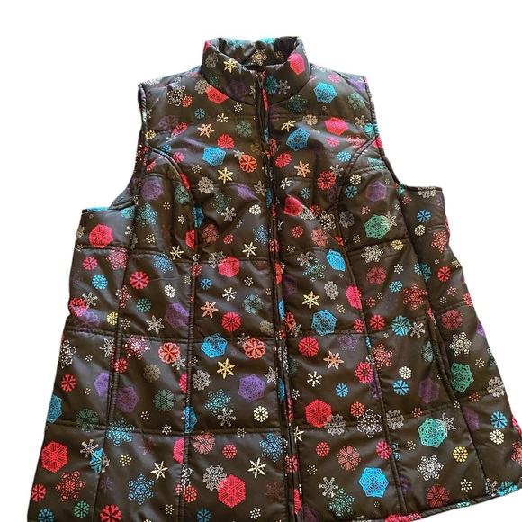 Woman Within Quilted Black and Red Vest with Stand-Up Collar - Picture 1 of 4